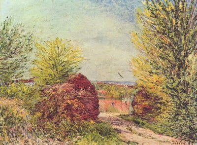 Weg in Veneux-Nadon in de lente door Alfred Sisley